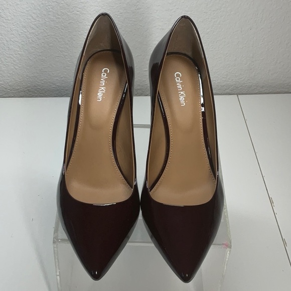 Calvin Klein Gayle Patent Leather Stiletto Heels Oxblood Red Size 9 - Picture 2 of 6